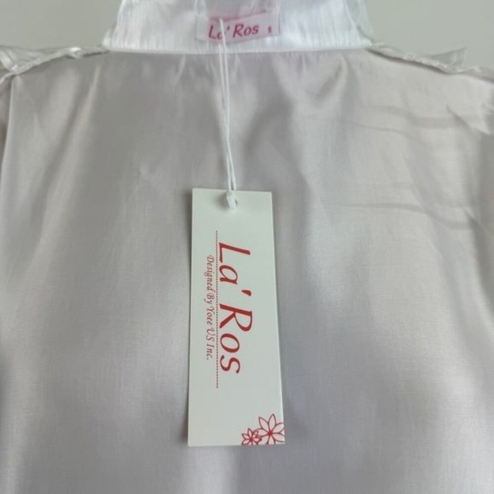 La’ Ros Gold Thread Feather Accent Sleeves Sleep Bath Robe Dressing Gown Small - Picture 7 of 14